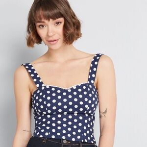 ModCloth x Collectif Retro Polka Dot Crop Top – Size Small